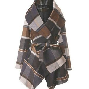 ChicWish turn down Wool shawl jacket